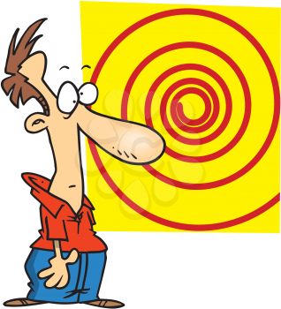 Royalty Free Clipart Image of a Man Watching a Spinning Circle