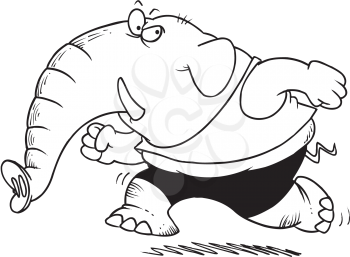 Royalty Free Clipart Image of a Jogging Elephant