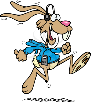 Royalty Free Clipart Image of a Jogging Rabbit