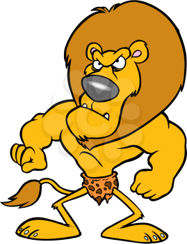 Royalty Free Clipart Image of a Lion in a Loincloth
