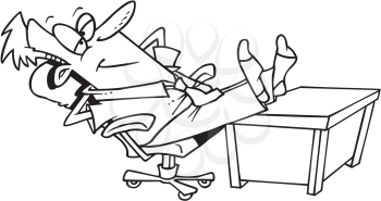 Royalty Free Clipart Image of a Man Relaxing at a Desk