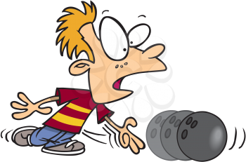 Royalty Free Clipart Image of a Kid Bowling