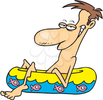 Royalty Free Clipart Image of a Man in a Kid's Pool