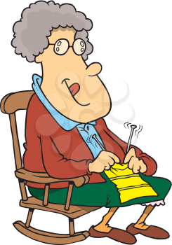 Royalty Free Clipart Image of a Woman Knitting