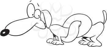 Royalty Free Clipart Image of a Dog Tied in a Knot
