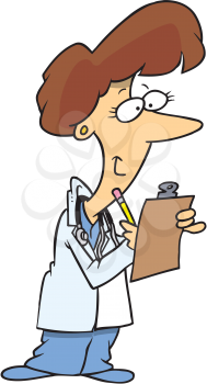 Royalty Free Clipart Image of a Female Doctor With a Clipboard