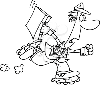 Royalty Free Clipart Image of a Businessman on Roller Skates