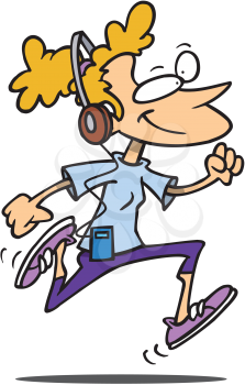 Royalty Free Clipart Image of a Jogger Listening to Music