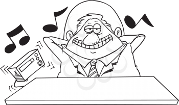 Royalty Free Clipart Image of a Man Listening to Music