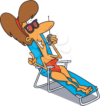 Royalty Free Clipart Image of a Woman on a Lounge Chair