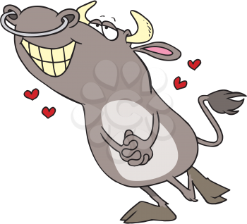 Royalty Free Clipart Image of a Bull in Love