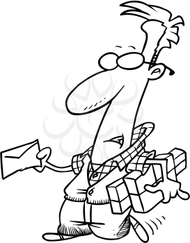 Royalty Free Clipart Image of a Man With Mail and Packages