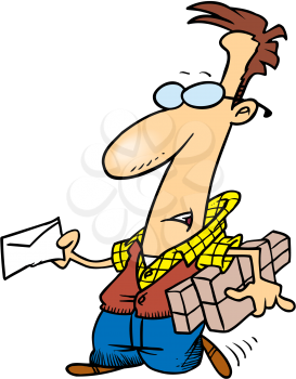 Royalty Free Clipart Image of a Man With Mail and Packages