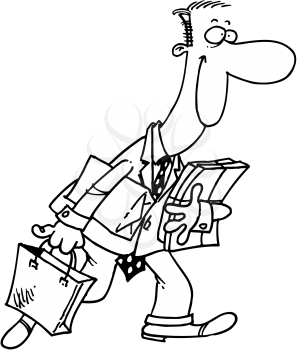 Royalty Free Clipart Image of a Man With Packages and Bags