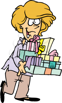 Royalty Free Clipart Image of a Woman With Gifts