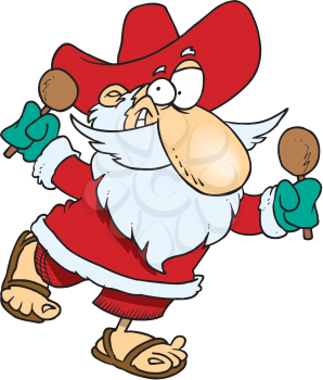 Royalty Free Clipart Image of Santa Wearing a Sombrero