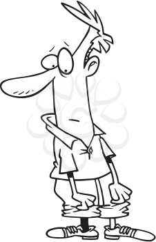 Royalty Free Clipart Image of a Man With Mismatched Socks