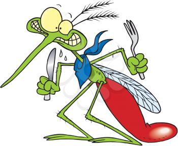 Royalty Free Clipart Image of a Mosquito With a Knife and Fork