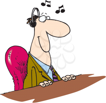 Royalty Free Clipart Image of a Man Wearing Headphones Listening to Music