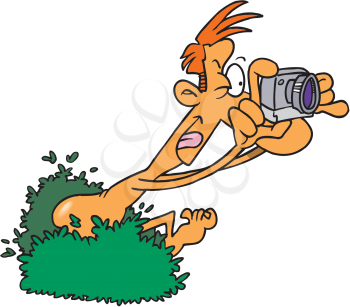 Royalty Free Clipart Image of Naked Man Taking Pictures