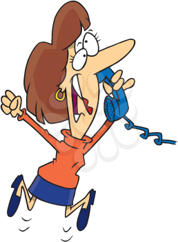 Royalty Free Clipart Image of Happy Woman Talking on the Telephone