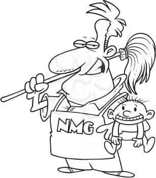 Royalty Free Clipart Image of a Man Holding a Baby