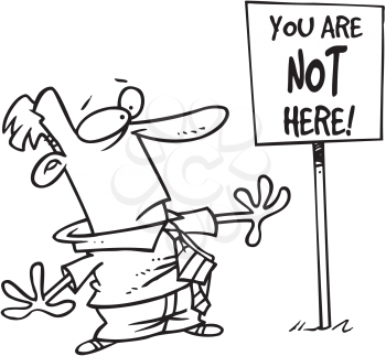Royalty Free Clipart Image of a Man Reading a Sign