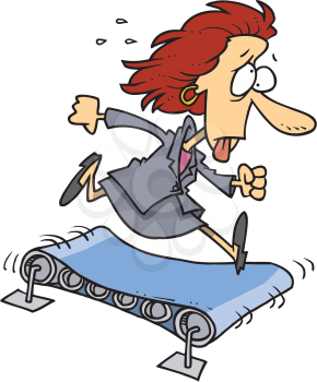 Royalty Free Clipart Image of Business Woman on a Treadmill