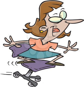 Royalty Free Clipart Image of a Woman Surfing on an Office Chair