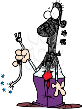 Royalty Free Clipart Image of a Man Who Has Been Electrocuted