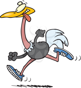 Royalty Free Clipart Image of an Ostrich Wearing Sneakers