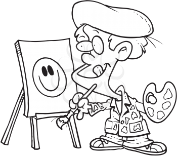 Royalty Free Clipart Image of a Man Painting a Happy Face