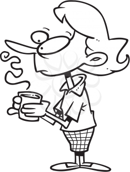 Royalty Free Clipart Image of a Woman Holding a Cup of Coffee