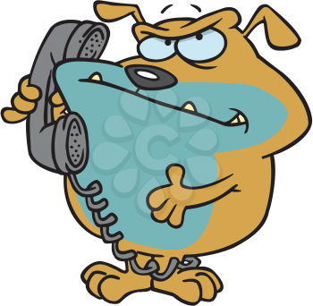Royalty Free Clipart Image of a Dog on the Phone