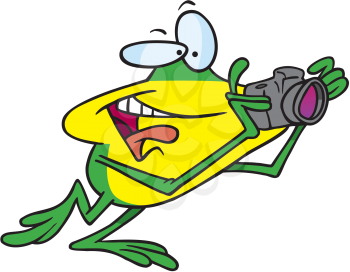 Royalty Free Clipart Image of a Frog Taking a Photograph