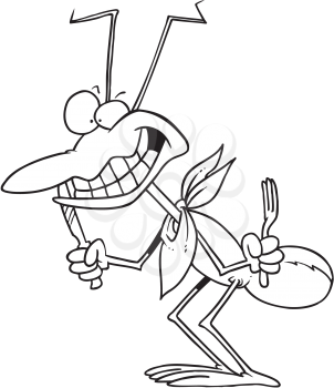Royalty Free Clipart Image of an Ant With a Knife and Fork