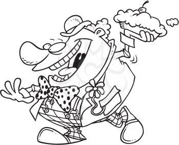 Royalty Free Clipart Image of a Clown Ready to Throw a Pie