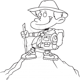 Royalty Free Clipart Image of a Boy on a Mountain