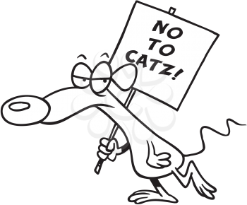 Royalty Free Clipart Image of a Mouse Protesting Against Cats