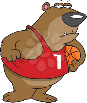Royalty Free Clipart Image of a Bear With a Basketball