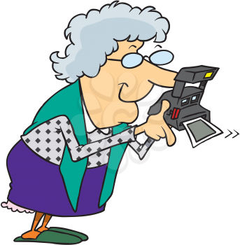 Royalty Free Clipart Image of a Grandmother Taking a Photo