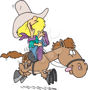 Royalty Free Clipart Image of a Girl Riding a Pony