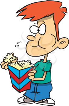 Royalty Free Clipart Image of a Child Eating Popcorn