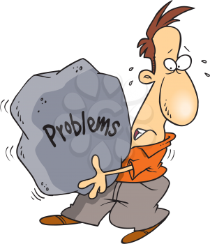 Royalty Free Clipart Image of a Man Carrying His Problems