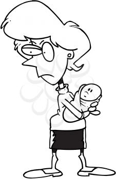 Royalty Free Clipart Image of a Protective Woman