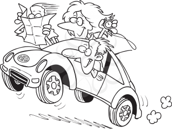Royalty Free Clipart Image of People Riding in a Car