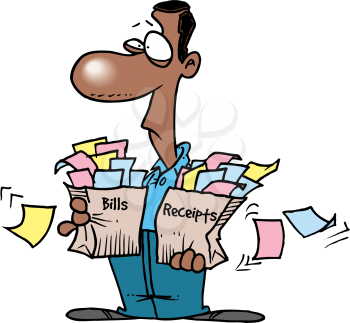 Royalty Free Clipart Image of a Man With Bills