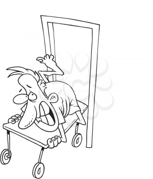 Royalty Free Clipart Image of a Man Not Wanting to Go To Surgery