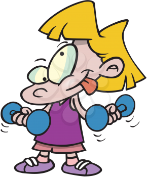 Royalty Free Clipart Image of a Girl With Dumbbells