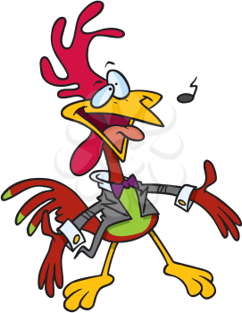 Royalty Free Clipart Image of a Singing Rooster